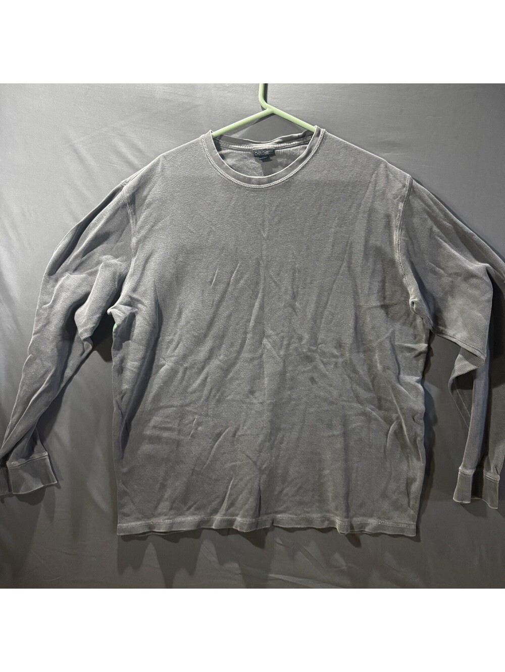 Vintage Cherokee Long Sleeve Thermal Shirt Gray Acid Wash Waffle Knit Mens XL